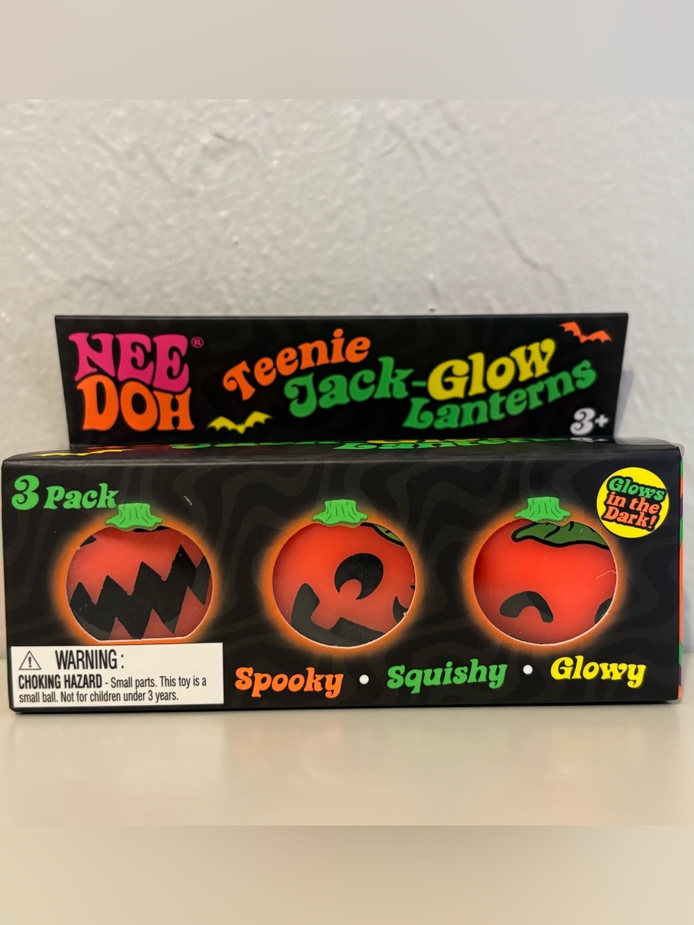 Schylling NeeDoh Halloween 2026 Teenie Jack Glow Lantern Pumpkins 3-Pack Set